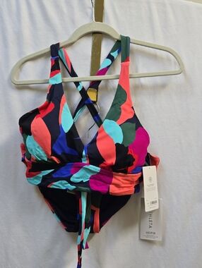 Athleta Vibrant Multicolor Cross-Back Bikini Top And Bottom